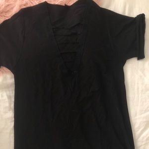 Deep V T Shirt Dress